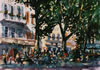 Cafe du Cours, Cotignac, Provence, France - 1999 Brushpen and Watercolour - 41 cm x 31 cm
