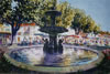 Market and Fountain, Martigues, Provence, France - 1996 Watercolour - 55 cm x 37 cm
