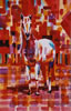 White Pony in Red - 2001 Watercolour - 55 cm x 38 cm