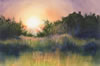 Sunrise, Duras - 2010 Watercolour - 50 cm x 34 cm  - <strong>£250 / 300 euros + p and p</strong> 