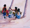 Dividing the Catch, Kerala, S.India - 2001 Watercolour - 23 cm x 21 cm