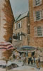 A Visit to Sarlat, Dordogne, France - 1982 Oil Crayon - 54 cm x 36 cm